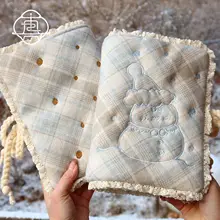 泡芙雪人デザインのレトロ手帳【手作り布カバー・日記用・A5サイズ】