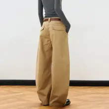 カーゴパンツ ユニセックス アメリカン風 ヴィンテージ ストリート デコンストラクション カーブドシルエット ワイド ルーズ 着回し「JUNECUT」