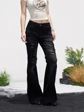 ヴィンテージ風ウォッシュ加工デニムパンツ【フレアシルエット・レディース・春夏用】