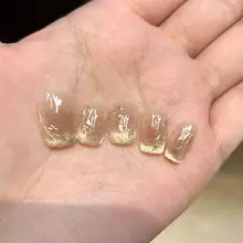 プレスオンネイル 付け爪 手描き 金箔 蔓柄 キャットアイ 超ツヤ ゴールド ハンドメイド 高級感 お嬢様風