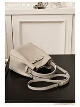 女性用 牛革製 バケツバッグ【通勤ファッション・ショルダーストラップ付き】