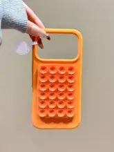 スマートフォン用シリコン製吸盤付きケース【オレンジ・全包タイプ・iPhone対応】