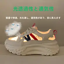 通気性のある女性用サンダル【薄型・オープントゥ・柔らかいソール・スポーティデザイン】