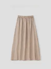 リネン素材のAラインスカート【雪花模様・ウエストゴム】（セットアップ対応）