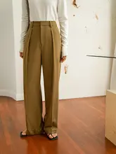 高ウエストストレート黒色カジュアルワイドパンツ【ゆったりとしたシルエット・ドレープ感】