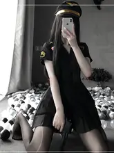 スリムフィットワークウェア【ブラック・女性用・空港スタッフ・セクシー制服】（セットアップ対応）
