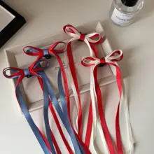 バレエ風デザインのリボン付き二色使いヘアクリップ【ダンススタイル・ツインテール用】