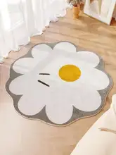 丸型花柄ラグ【リビング・寝室・子供部屋用・厚手・メイク台椅子用】