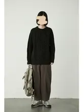 麻花ニット女性用長袖トップス【ラウンドネック・厚手・オールマッチ】