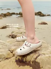 牛革製透湿半田舎風サンダル【極上の柔らかさ・編み込みデザイン・平底】