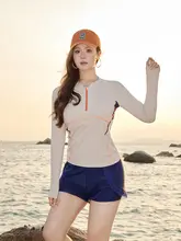 レディース 大きいサイズ スポーツ水着【長袖・日焼け防止・ゆったりフィット・平角パンツ】