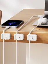 プッシュスイッチ式ケーブル整理器【デスク用・データケーブル巻き取り・穴あけ不要】