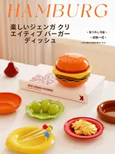 可愛いハンバーガーデザインのプラスチック製ディッシュ【家庭用・調味料皿・防落下】