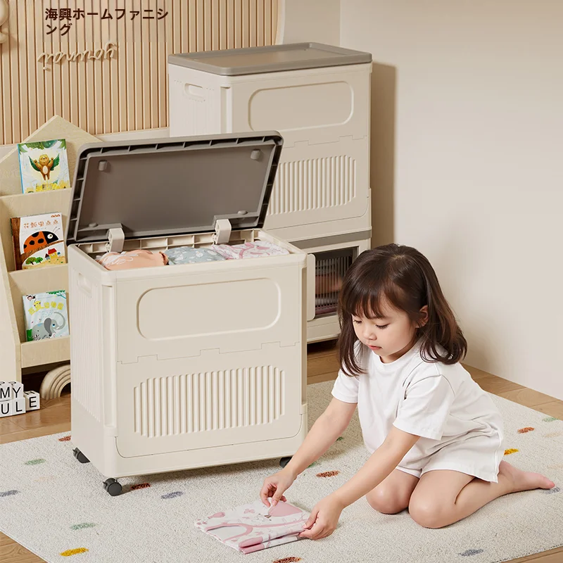 子供用衣類収納ボックスHE064-2：幼児部屋の収納効率を実証するミニサイズフリップトップ設計
