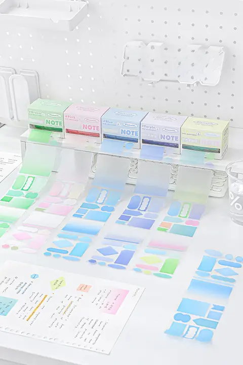 光沢感のある引き出し式便利メモ【透明粘着・インデックス用・高デザイン性】