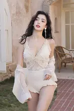 女性用レースビキニカバーアップ【セクシー・リゾートスタイル・温泉用】（セットアップ対応）