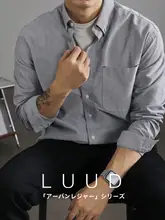 シャツジャケット メンズ 長袖 コットン100% グレー ウォッシュ加工 シンプル ベーシック カジュアル アウター「LUUD」