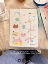 かわいいデザインの全包型iPadケース【アクリル製・透明カバー・ペンホルダー付き】