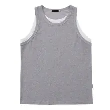 したデザインの夏用ノースリーブTシャツ【重ね着対応・カジュアルスタイル】（セットアップ対応）