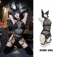 エジプト女王スタイルのアヌビスコスプレ衣装【撮影会向け・ストラップ付き】（セットアップ対応）