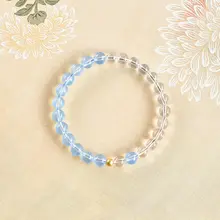 天然海ブルーアクアマリンブレスレット【ホワイトクリスタル・ブルーストーン・レディース用】