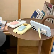 シンプル無地 液体シリコン推し引きスタンド 携帯電話ケース【耐衝撃・対応機種多数】
