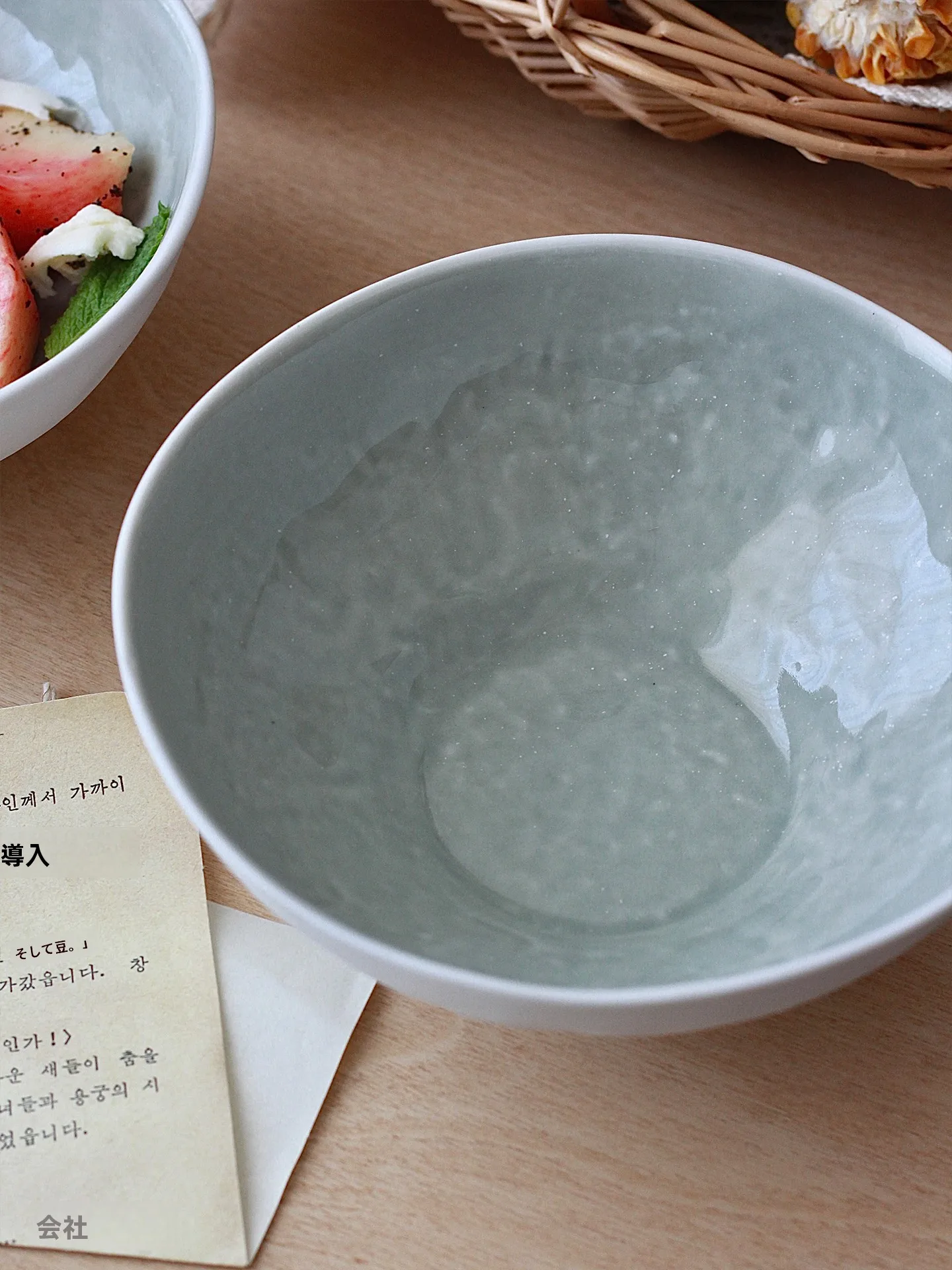 清新な和風酸奶ボウル【浅緑色・サラダボウル・果物ボウル・スープボウル・麺ボウル・丼ぶり・陶器製】