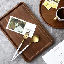 創意的な無垢材製 長方形トレイ【カフェ用・お茶・スナック用】