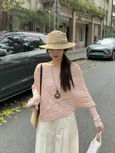 斜め肩デザインのバットウィングスリーブニットトップス【春用・フィット・魅力的なデザイン】