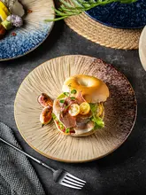 丸形デザインの陶器製プレート【家庭用・西洋料理・サーヴィング用】