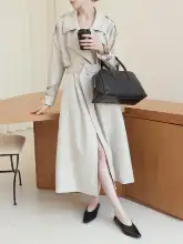 通勤に最適！トレンチコート【ラフシルエット・ウエストリボン・中丈】