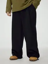 冬用加绒カジュアルパンツ【波型カット・刺繍デザイン・ロング丈】