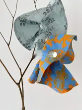 刺繍入りコットンヘアゴム【多色使い・圧縮デザイン】