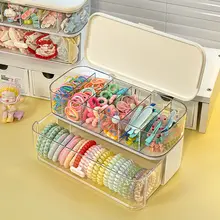 子供用ヘアゴム収納ボックス【分割収納・大容量・ふた付き】