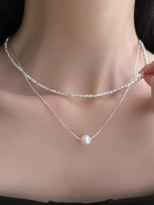 ツイストダブルレイヤーパールネックレス【高級感・おしゃれ・秋用・女性用】