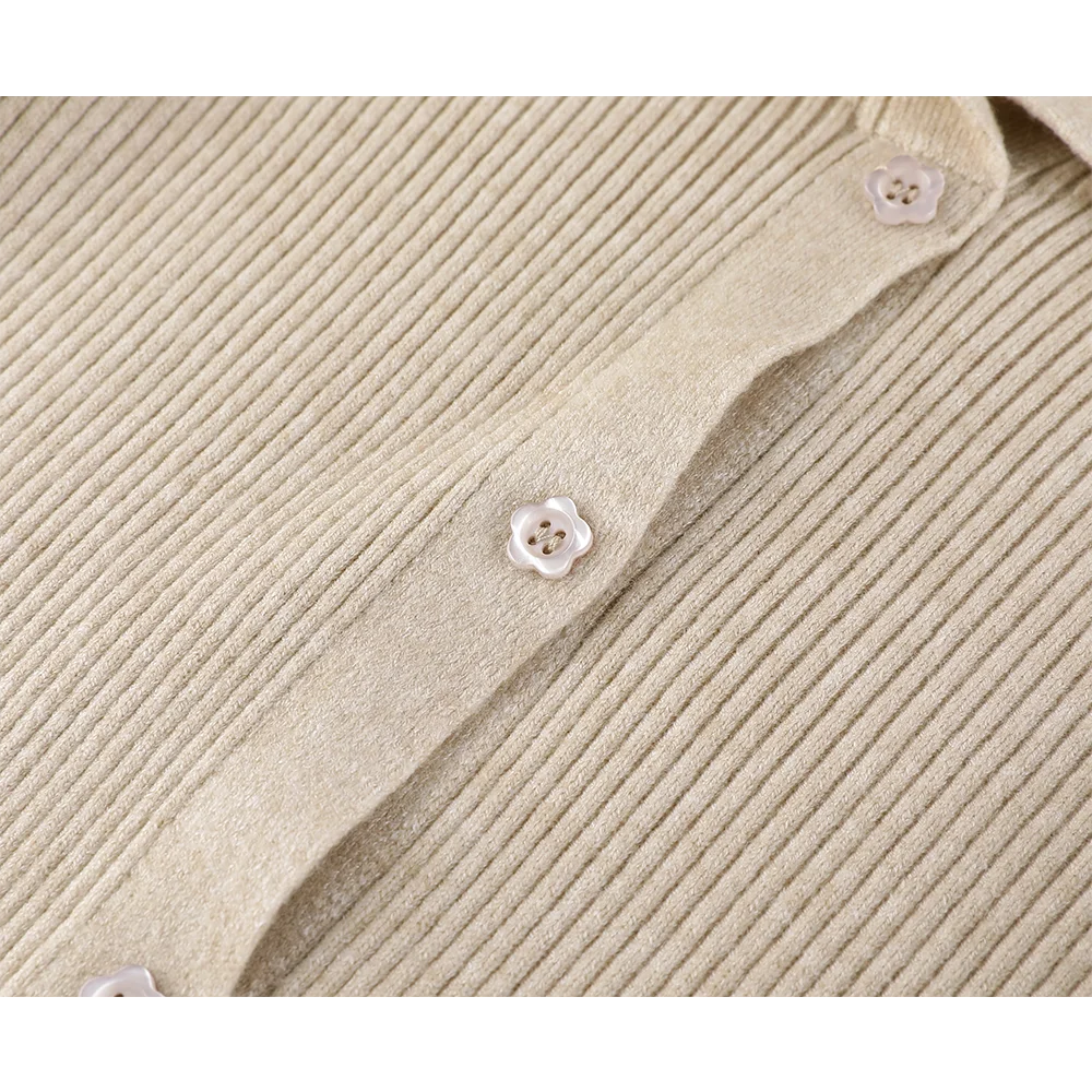 木耳飾り付きVネックニットトップス：韓風の春秋に最適な親肤透气デザイン