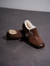 水洗胎牛皮製のウールローファー【冬用・加絨・保温】【ベルト付き】