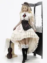 ワンピース レディース ロリータ スチームパンク ウエストコルセット ブリティッシュ カレッジ風 クラシカル ガーリー