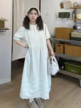 レディース 大きいサイズのレース切替ふんわりワンピース【夏用・優しいデザイン・ロ ング丈】（セットアップ対応）