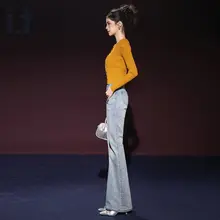 美脚効果のあるアメリカンレトロ風ハイウエストパンツ【高ストレッチ・微フレア・レディース】