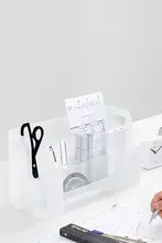 シンプルデザインのデスク収納ボックス【文房具・化粧品用・仕切り付き】