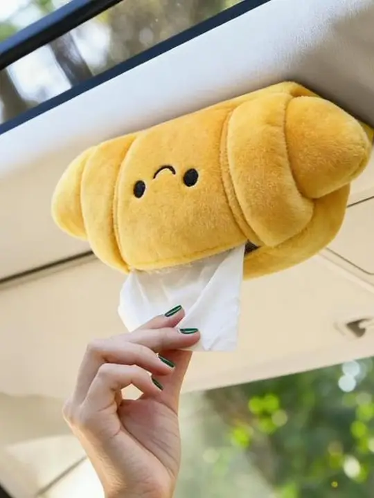 可愛いパン型車載ティッシュボックス【磁気吸着・天井取り付け】