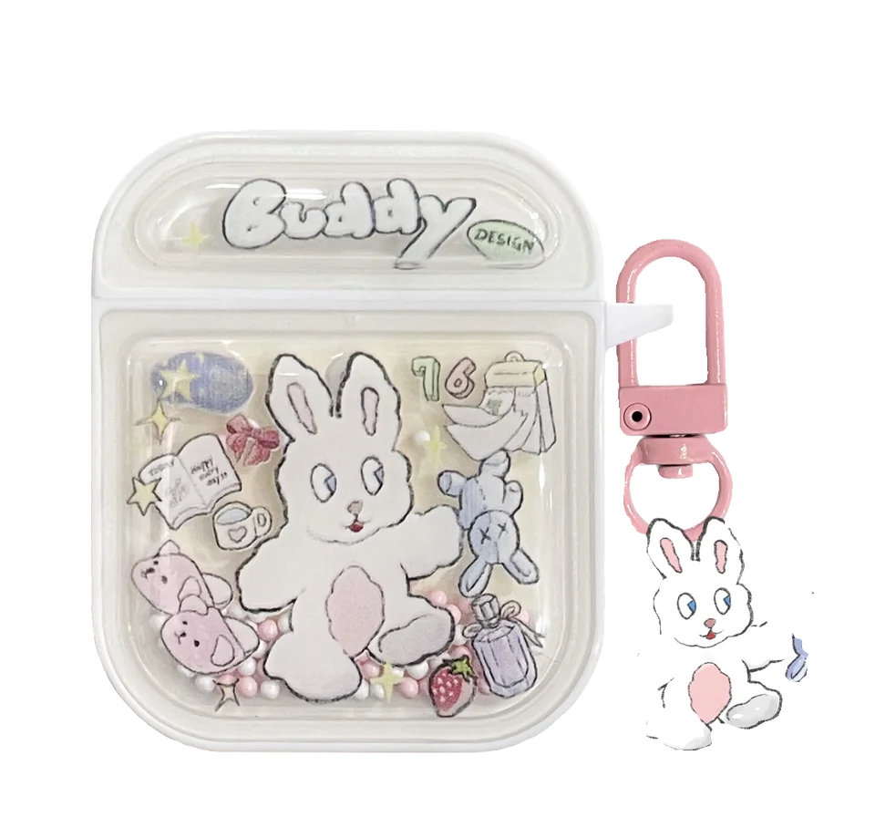 buddyoriginal イヤホンケース AirPods Pro 対応 うさぎ マスコット風 ソフトケース マグネット式 高級感 インスタ映え 「BUDDY」