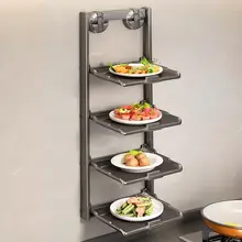 折りたたみ式のキッチン用吸盤付き収納ラック【多機能・壁掛け・多層式】