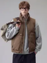 レトロデザインのダウンベスト【極上の柔らかさ・冬用・男女兼用・厚手】（セットアップ対応）