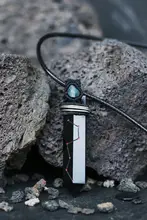ネックレス ペンダント メンズ レディース 天然黒曜石 アクアマリン 七星剣 お守り 魔除け 手作り ハンドメイド オリジナル