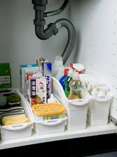 キッチン用調味料整理ボックス【水槽下収納・キャスター付き・便利な収納バスケット】