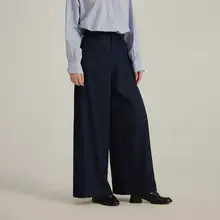 Gansen 高腰デニムワイドパンツ【ヴィンテージ風・深色・シルエット】