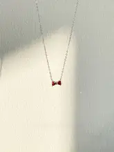 春の新作！石榴紅のミニリボンネックレス【純銀製・夏用・デザインアクセサリー】