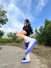 スケートボードシューズ ボリュームスニーカー ユニセックス くま柄 ブルーパープル クッション性 耐磨耗 カジュアル